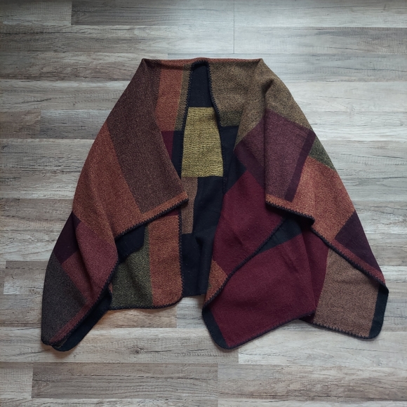 Abstract Color Block Wrap Cape Pashmina Blanket Scarf - Picture 6 of 11